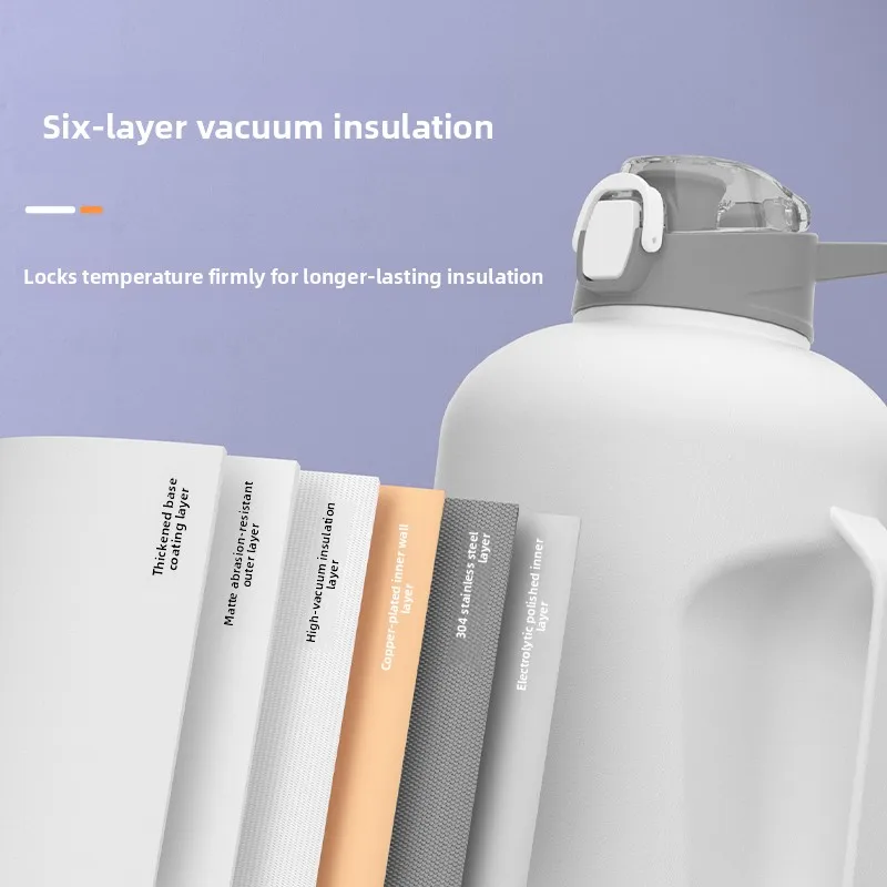 

Большая емкость 2000 мл 36, изолированная бутылка для воды из нержавеющей стали, мужская спортивная кружка для фитнеса на открытом воздухе, чашка с большим животом, сохранение тепла