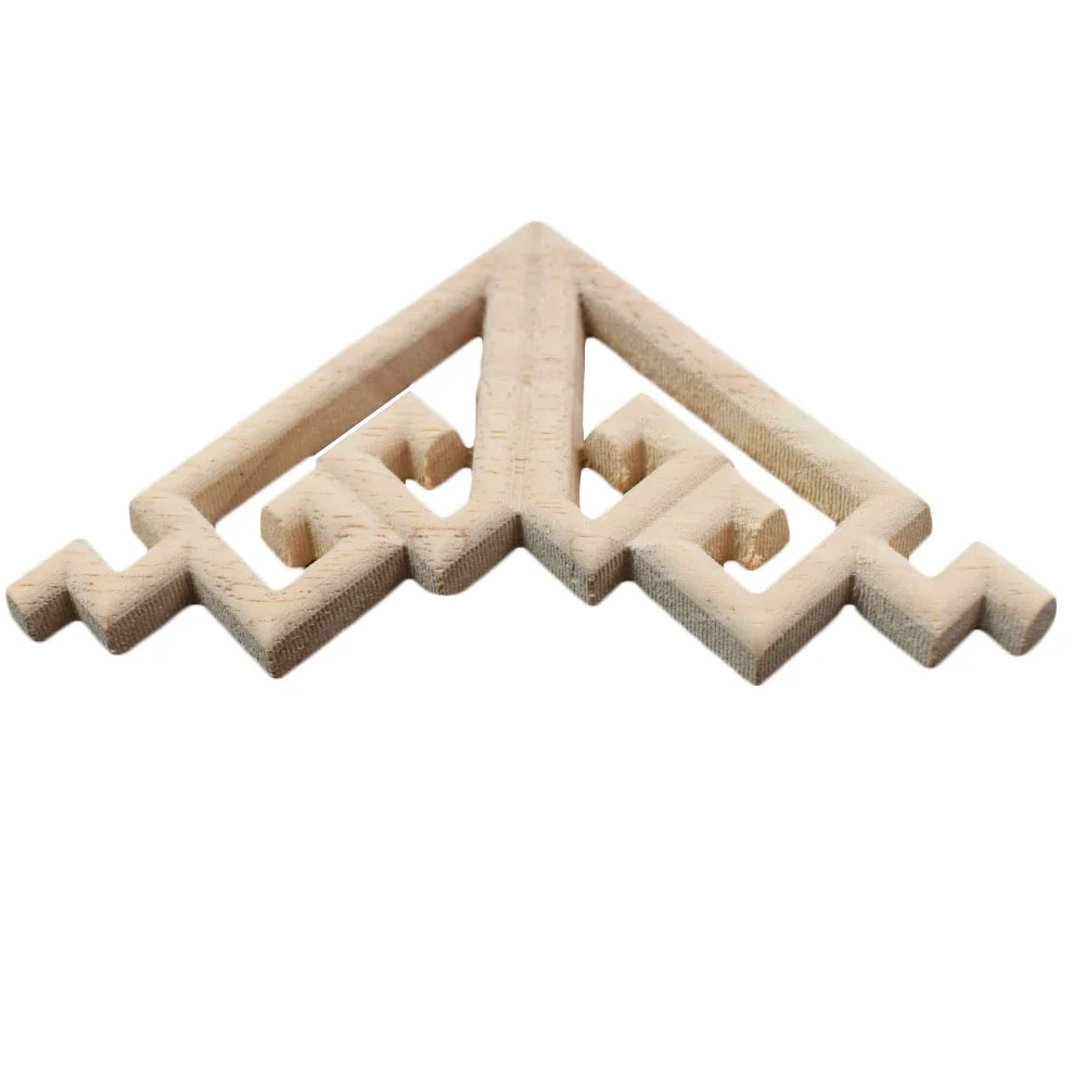 10PCS Wood Decal Onlay Figurines Carving Miniatures Wooden Applique Retro Unpainted Flower Wood Corner Doors Home Decoration