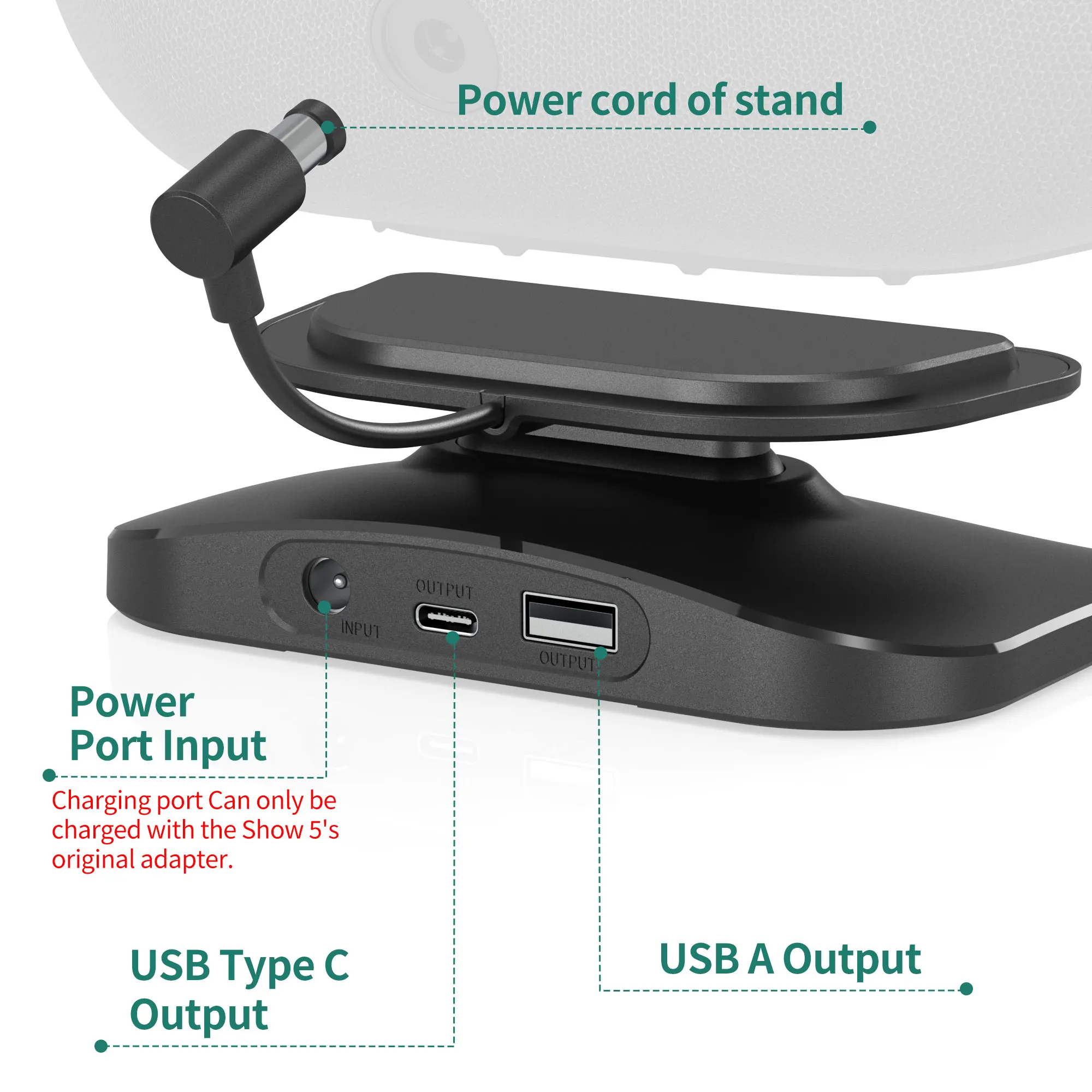 حامل قاعدة PlusAcc لعرض الجيل الثالث مع منفذ شحن USB-C/A لأجهزة iPhone وAirpods وجميع الهواتف وسماعات الأذن