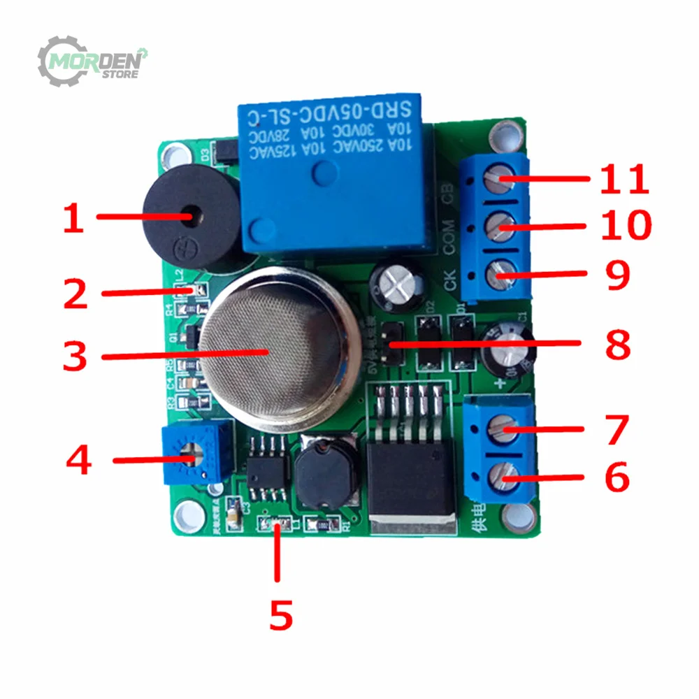 MQ-2 Smoke Sensor Module Smoking Detector Controller Relay Alarm Switch Power Supply Accessories