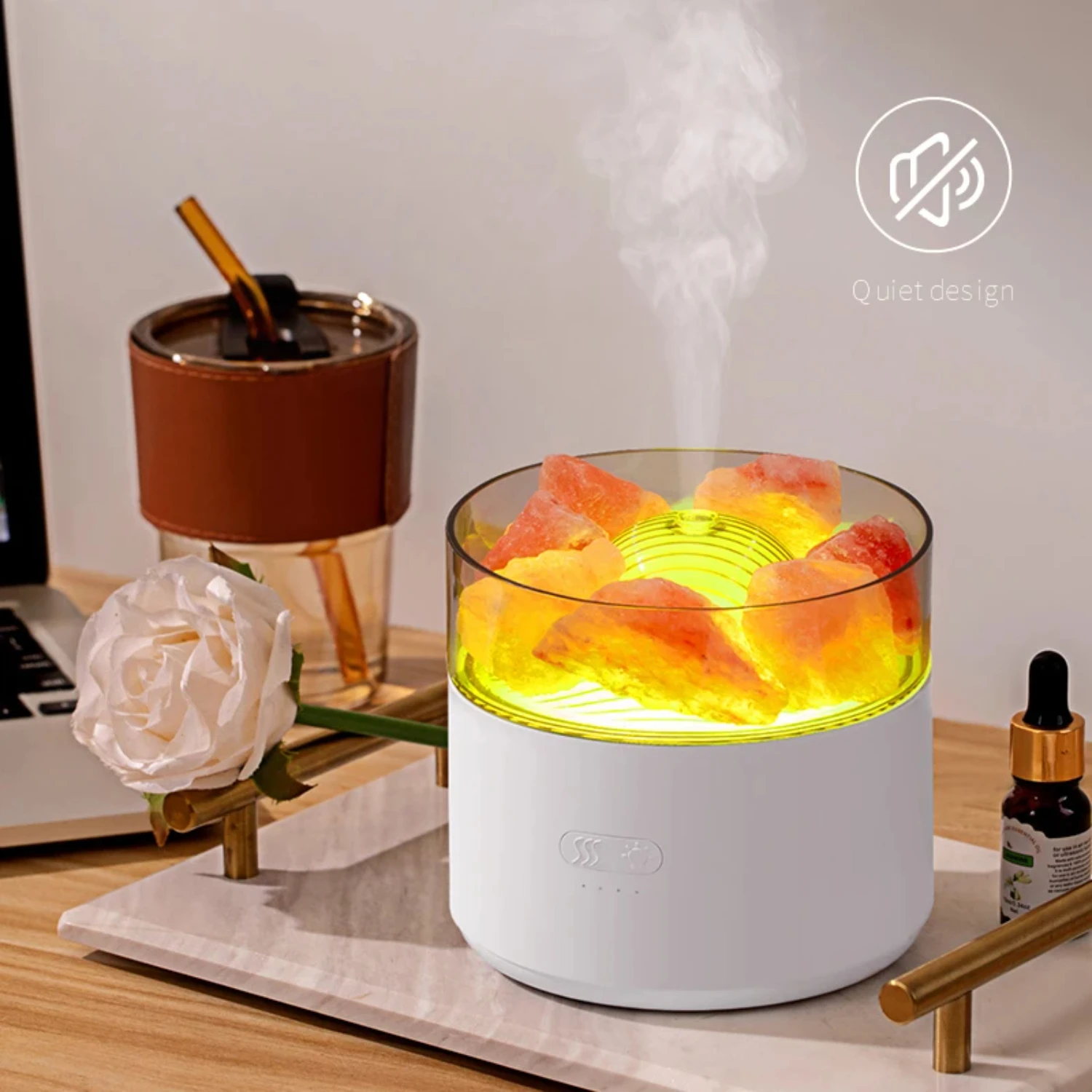 

Диффузор с соленой рудой, USB-увлажнитель воздуха, 200 мл, ультразвуковые увлажнители эфирного масла для ароматерапии, красочный свет