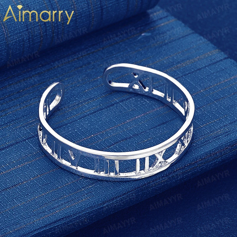 925 Sterling Silver Hollow Roman Numeral Bracelet for Women's Parties Banquets Weddings High-quality Fashion Jewelry