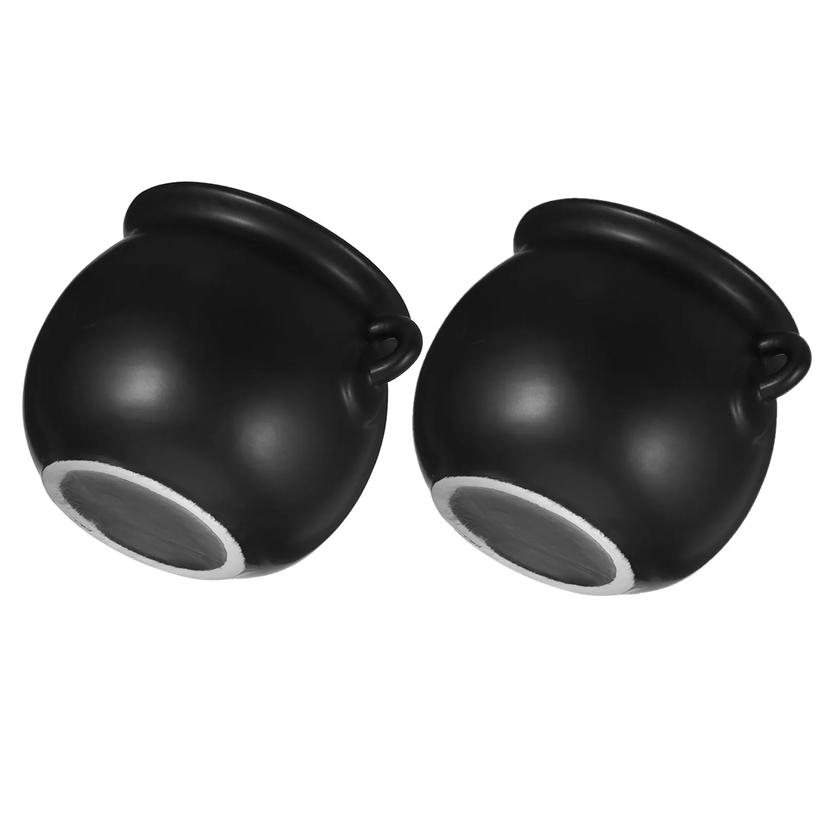 2 Pcs Halloween Candy Treat Jar Cookie Holder Bowl Dish Cauldron Pot Decor Black Witch Serving Tub