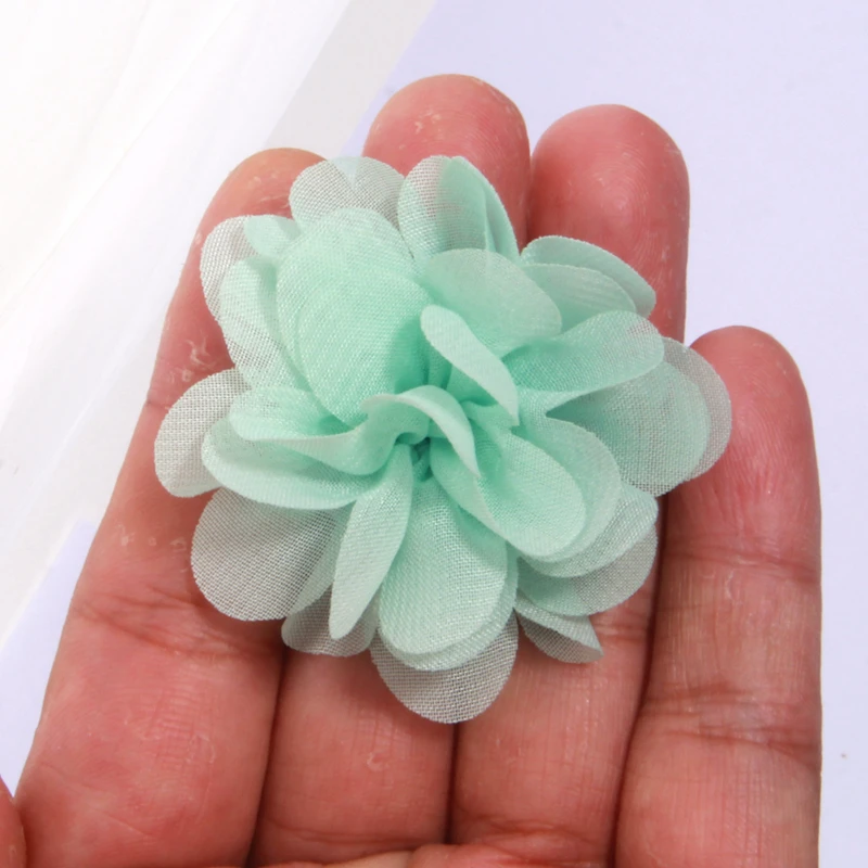 10Pcs 5cm Handmade Small Chiffon Fabric Artificial Flowers Head For Wedding Dress Hats Home Decoration DIY Accessories