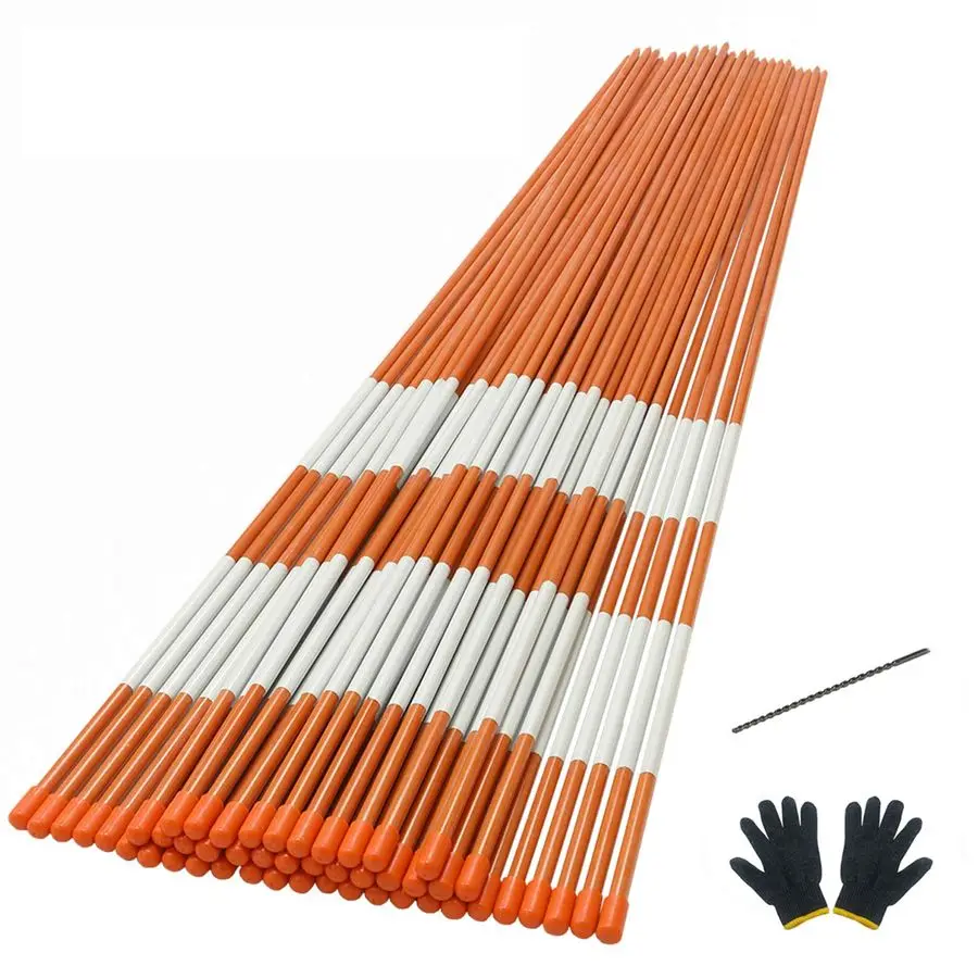 

Набор из 50 светоотражающих маркеров для подъездных дорог, 48 дюймов, диаметр 1/4 дюйма, из стекловолокна, со стальным сверлом и защитными перчатками