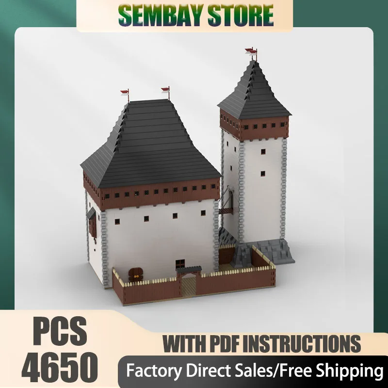 Castelo medieval modelo moc tijolos de construção ruinas modulares de um pequeno castelo tecnologia blocos natal diy brinquedo construção presentes