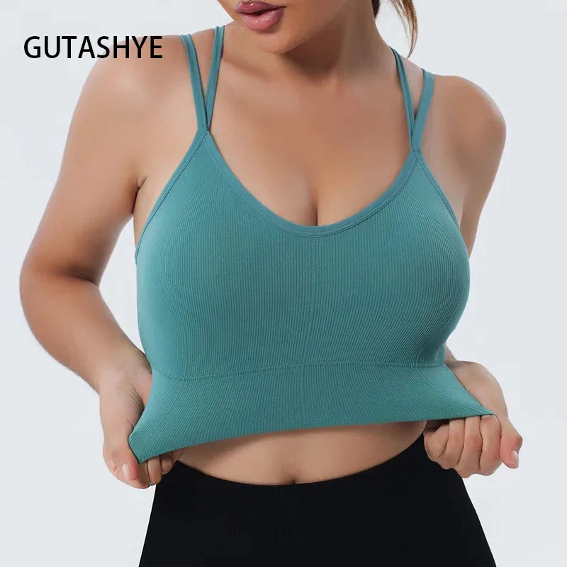 

Fitness Sports Bra for Women Push Up Wirefree Padded Crisscross Strappy Running Gym Training Workout Yoga Underwear Crop Tops