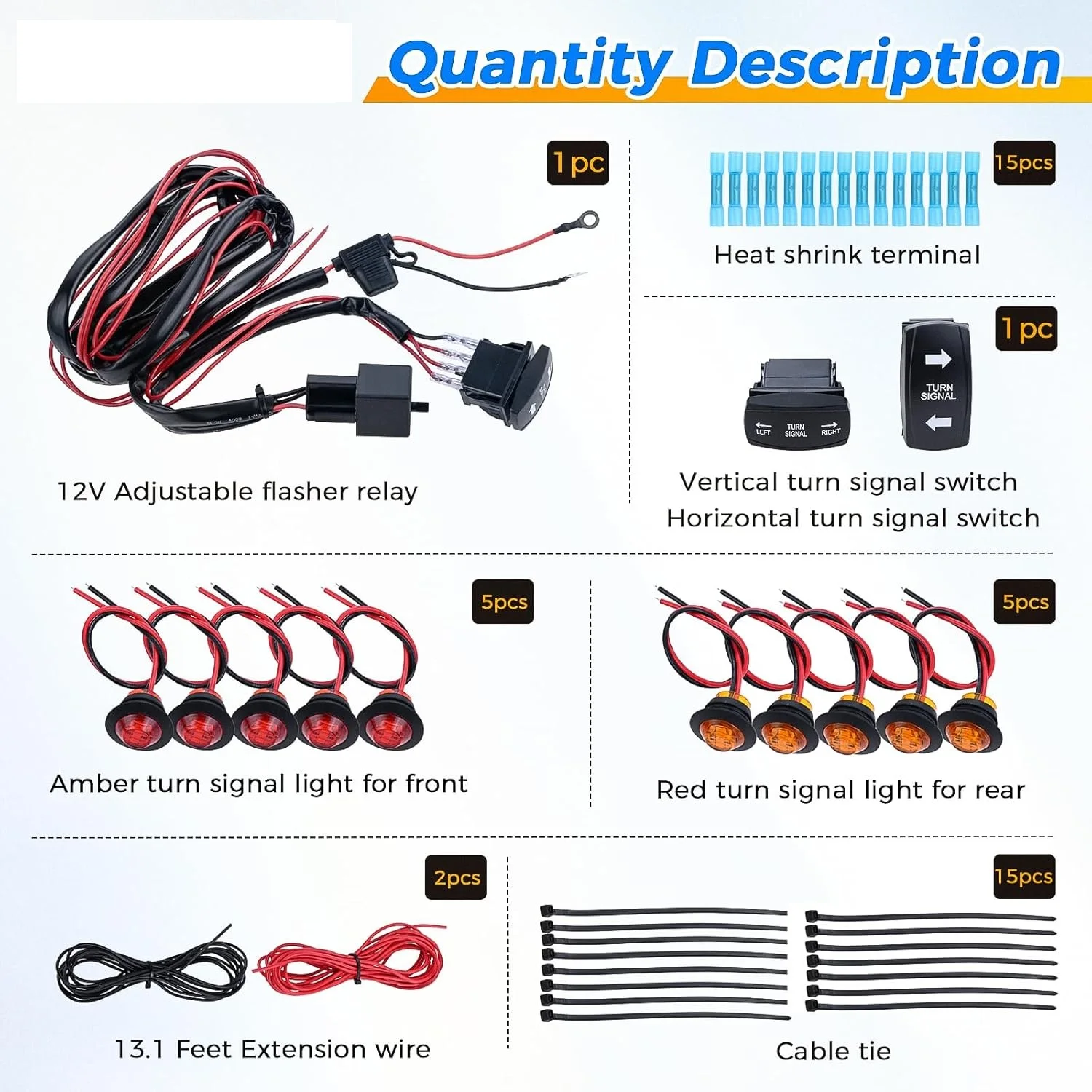 ATV UTV Turn Signal Kit with Turn Signal Rocker Switch Compatible with Polaris RZR Ranger Motorcycle Turn Signal Light