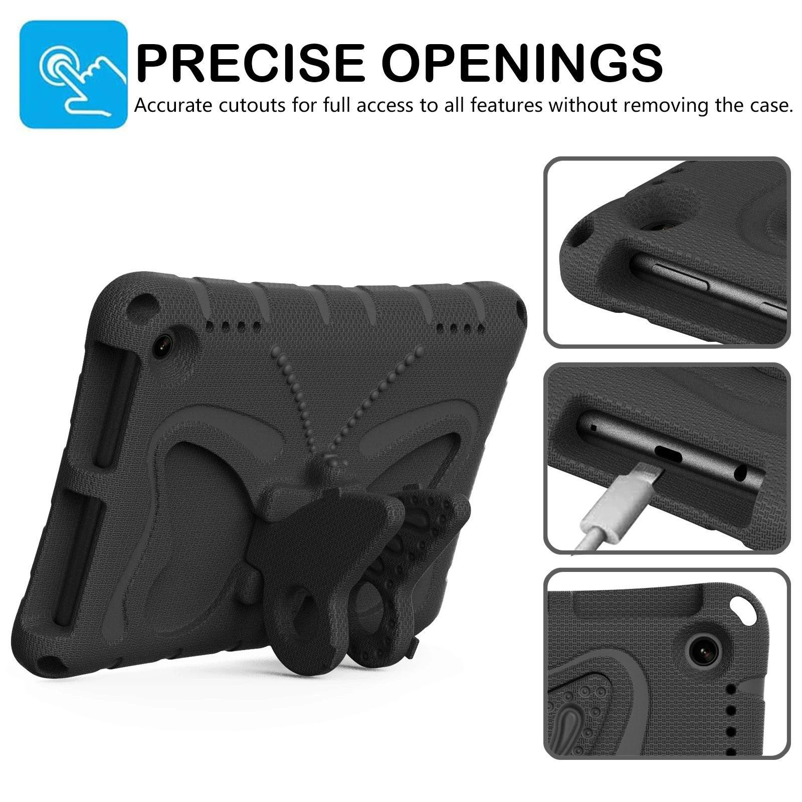 Kids Case For Amazon Fire HD8 2020 2022 8 inch HD8 Plus 10th 12th EVA Case Cartoon 3D Stand Big Butterfly Shockproof Cover