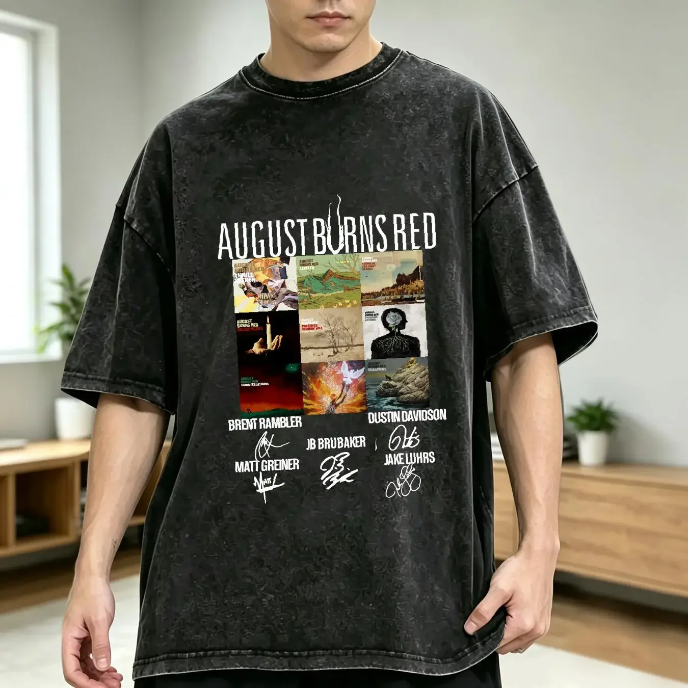 washed T Shirt August Burns Red Signatures  Black Size S 5XL AC841 vintage Washed Stylish Top For Everyday Wear Unisex homme