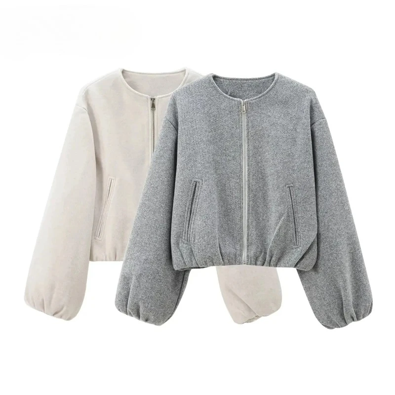 

Autumn Winter New Women Fleece Bomber Jackets Soft Zipper Sports Jacket Long Sleeve Cropped Coats Female Outerwears