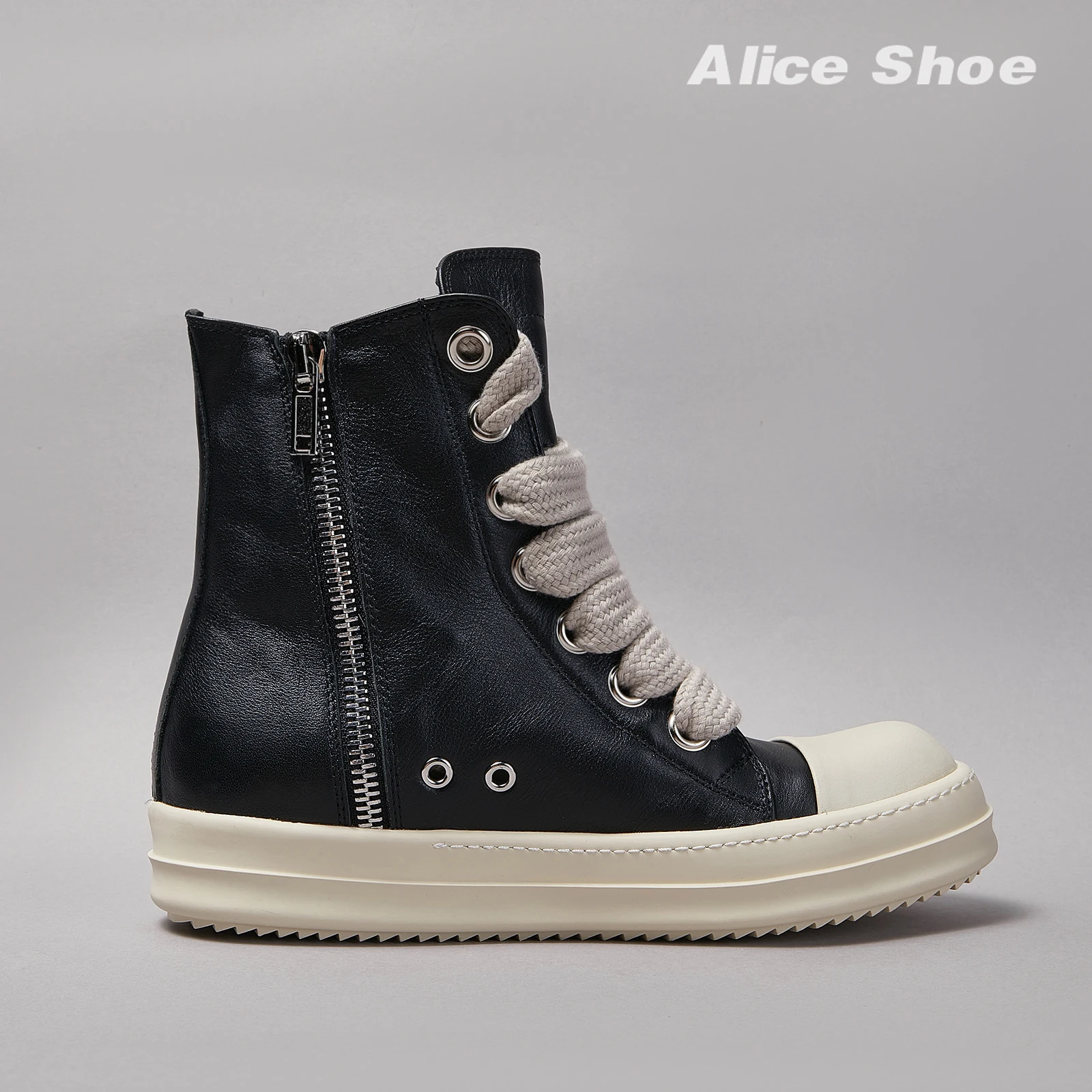 Brand Casual Men Shoe High Top Women Sneaker ricks Jumbo Lace-up Black Geobasket Leather owen Zip Luxury Thick-sole Ankle Boot