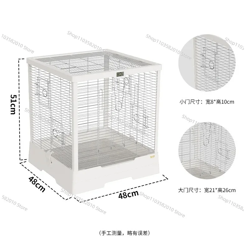 Stainless Steel Luxury Square Bird Cage, Horizontal Wire Upgrade for Tiger Peony Black Bird