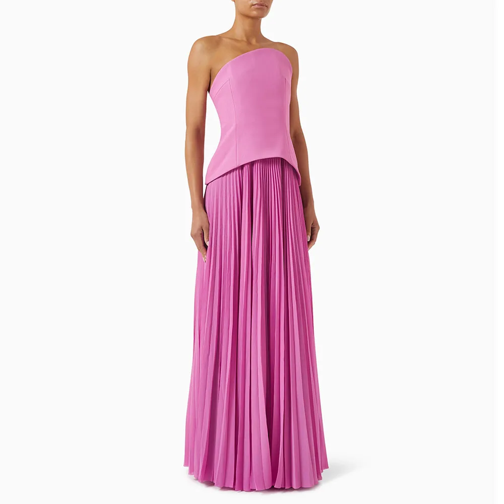 

Chiffon Customized Evening Dress For Sexy Women Fashion A-Line Strapless Cocktail Prom Gowns A-line Pleated Party Gown 2025
