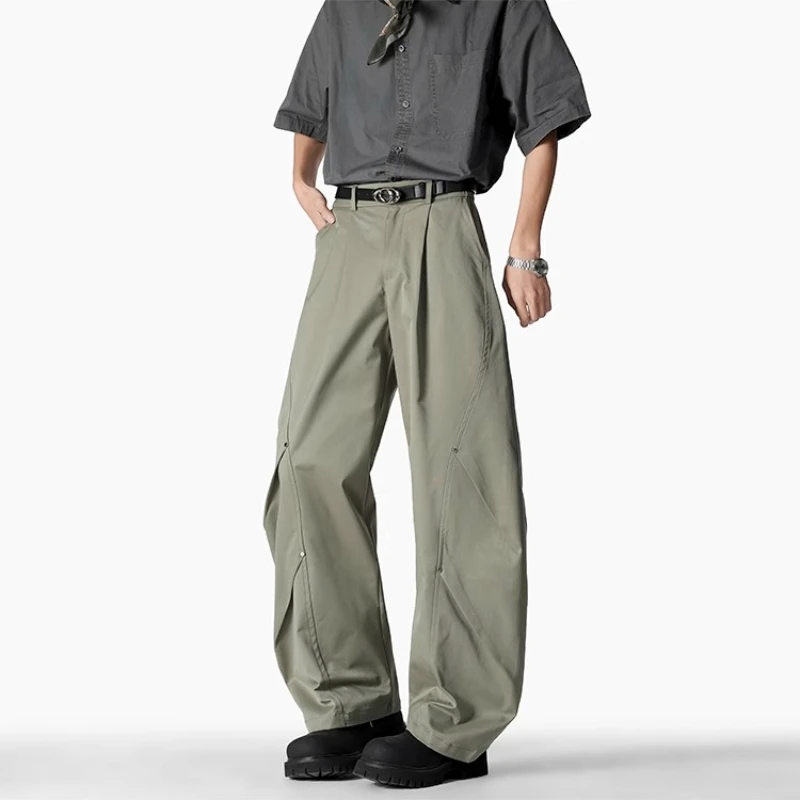

Mens Pants Pleated Patchwork Casual Pants Y2K Men Clothing High Street Fashion Design Trousers Baggy Hosen Cargo Pants Pants Men