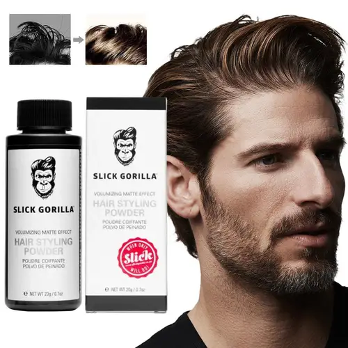 Imagen 2 del producto Slick Gorilla-polvo de peinado para hombre, Control de aceite, estilismo duradero, polvo de cabello seco Natural, fácil de enjuague, crea el cabello voluminizador