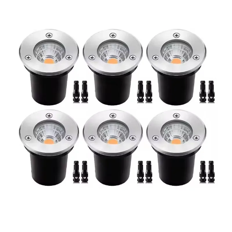 LED In Ground Well Lights 6 Pack 3W 12V-24V Low Voltage IP67 Waterproof Outdoor Landscape Pathway Driveway Lamp