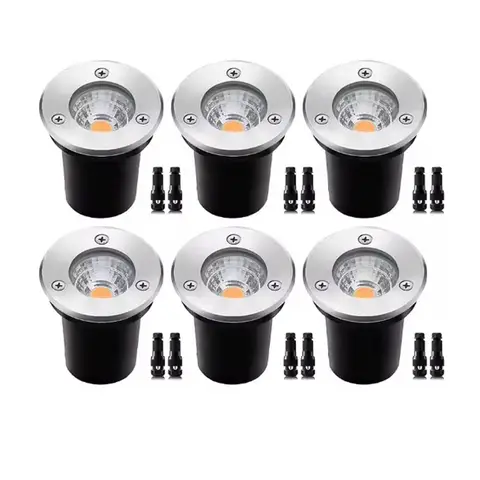 LED In Ground Well Lights 6 Pack 3W 12V-24V Low Voltage IP67 Waterproof Outdoor Landscape Pathway Driveway Lamp