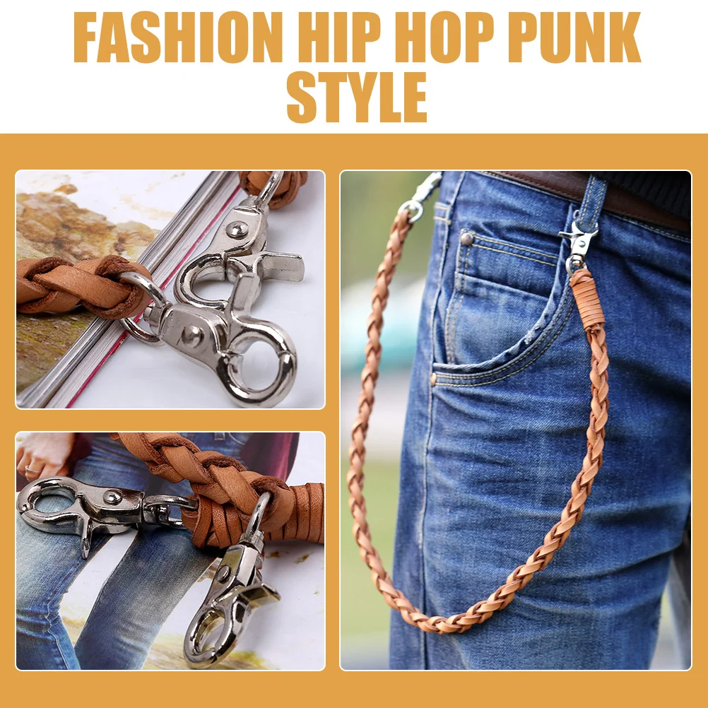

Pants Chain for Men Jeans Trouser Decorative Pocket Chain with Buckle Handbag Clothes Chains Longevity Durability Glossy Safe