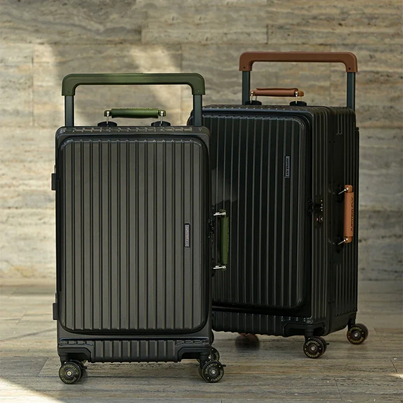 Side Opening Carry-on Suitcase on Wheels 26/28/30 inch Aluminium Frame Travel Luggage Expandable Large Capacity Trolley Case