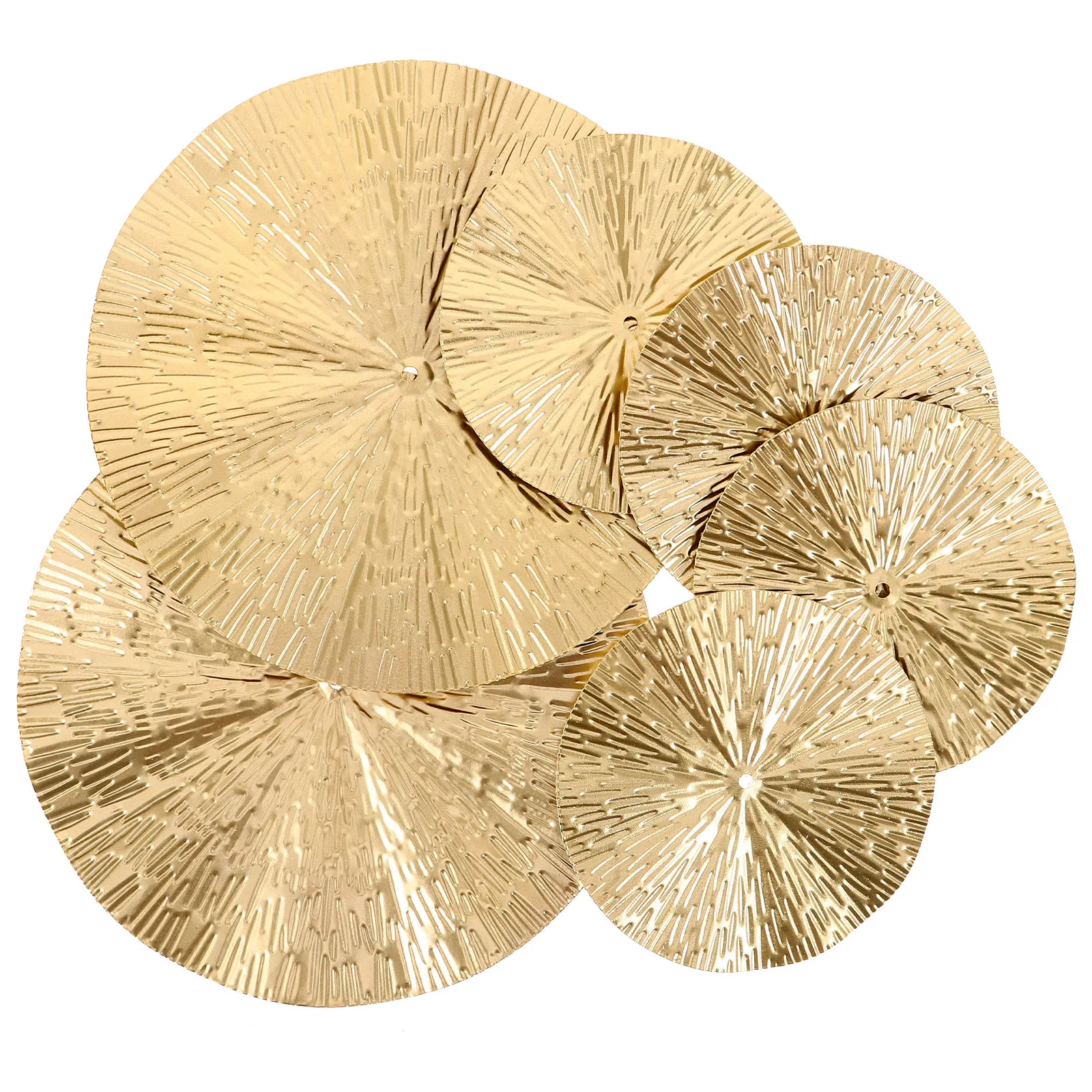 

6Pcs Luxury Circular Wall Hanging Decor Metal Disc Art for Home Office Wall Decor Modern Gold Bathroom Living Room Accent