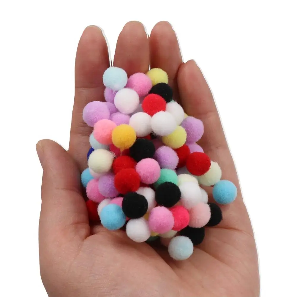 100 pièces 10mm boules de fourrure de pompon couleurs de noël couleurs bonbons bricolage Pom Pom balle moelleux élasticité bricolage balle jouets faits à la main