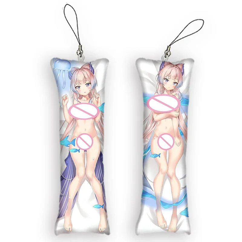 

New Fashion New Pattern Genshin Impact Sangonomiya Kokomi Mini Dakimakura Keychain Anime Double-Sided Printed Small Pillow Penda