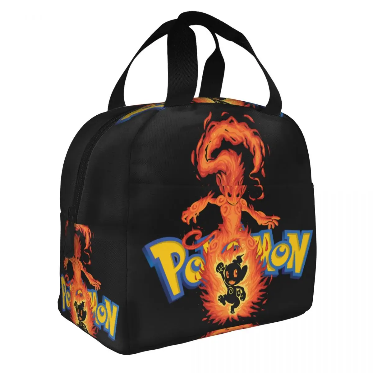 For Boy Girl Lunch Container Silhouette Fire Chimp Evolution Handheld Pokemon MultifunctionBento BoxWork