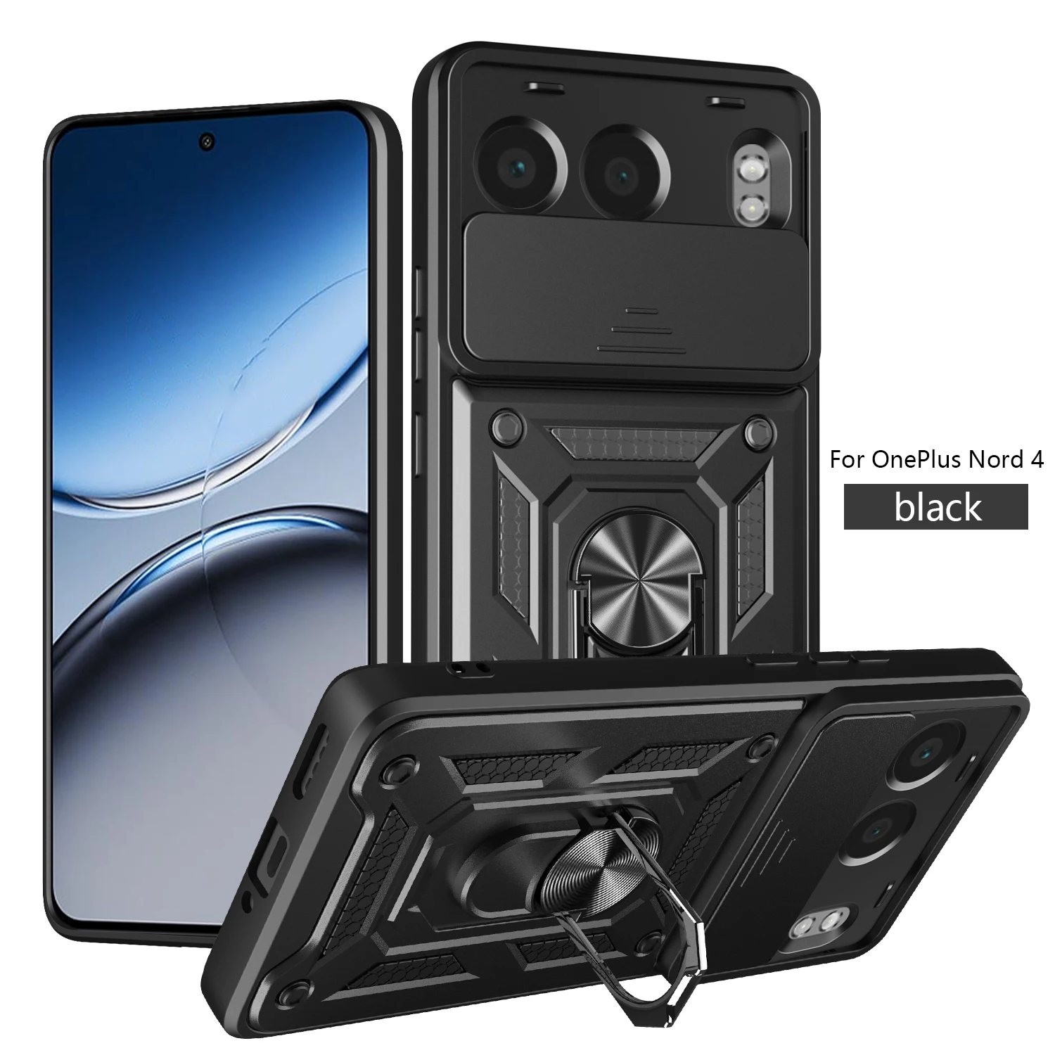 Capa para OnePlus Nord 4, Capa Protetora OnePlus Nord 4 com Suporte Magnético 1+nord4, Capa de Telefone com Proteção para Câmera Deslizante