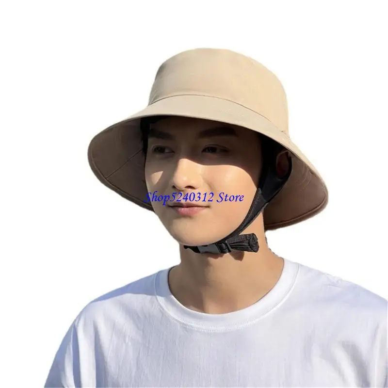 634C Solid Color Bucket Hat Breathable Multi-color Adjustable Chin Rope Wide Brim Bucket Hat Summer Fisherman Cap Unisex
