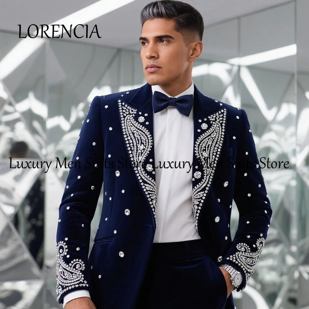 

Классические блестящие мужские костюмы из 2 предметов, смокинги с кристаллами, наряды для банкета, свадьбы, вечеринки, блейзер, брюки по индивидуальному заказу, костюм homme luxe
