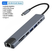 10 in 1/8 in 1 USB C docking station USB C hub C-type to 4K HDMI adapter USB C distributor PD/RJ45/USB 3.0 5Gbps/SD/TF