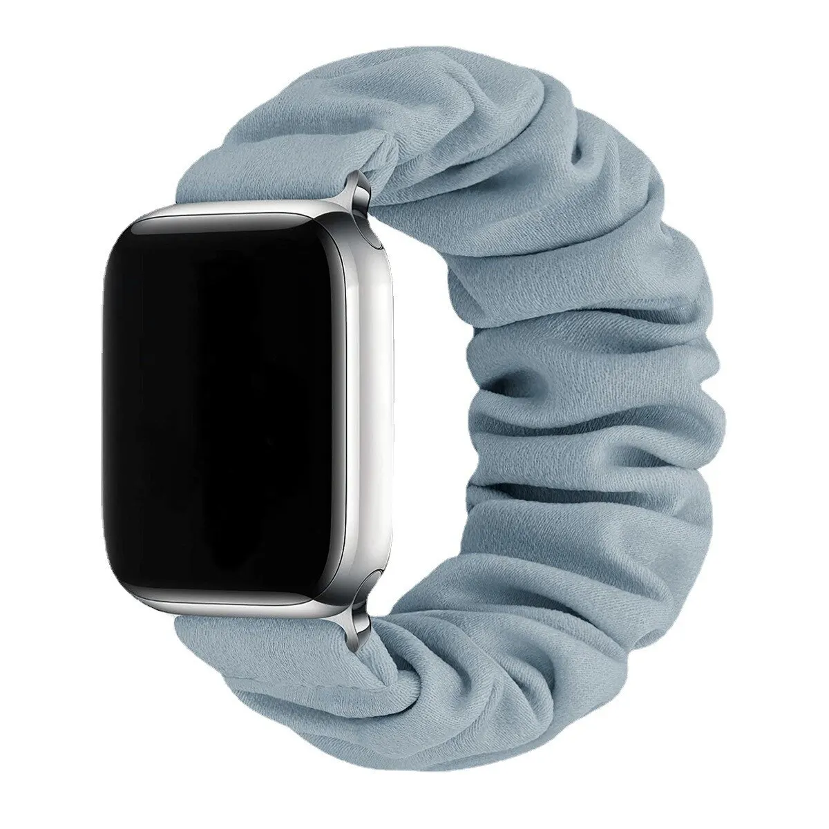 2pcs Scrunchie Design Fabric Watchband for Apple Watch 8 7 SE 6 5 4 3 2 1 Elastic Solo Loop Strap for IWatch 40mm 42mm 44mm 45mm