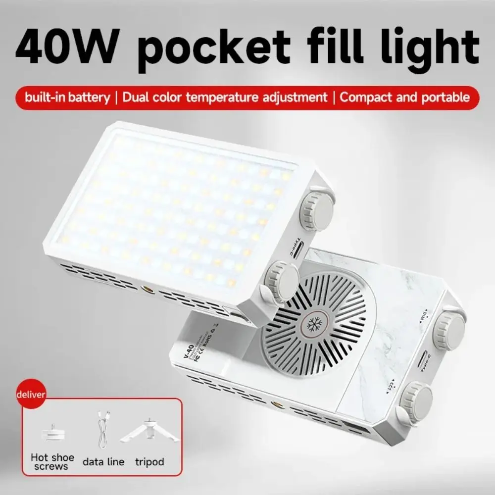 

40W RGB LED Camera Light 4400mAh Battery 2800-9000K Pocket Photography Light 3 Color Light FX 8 Modes Portable Camera Fill Lamp