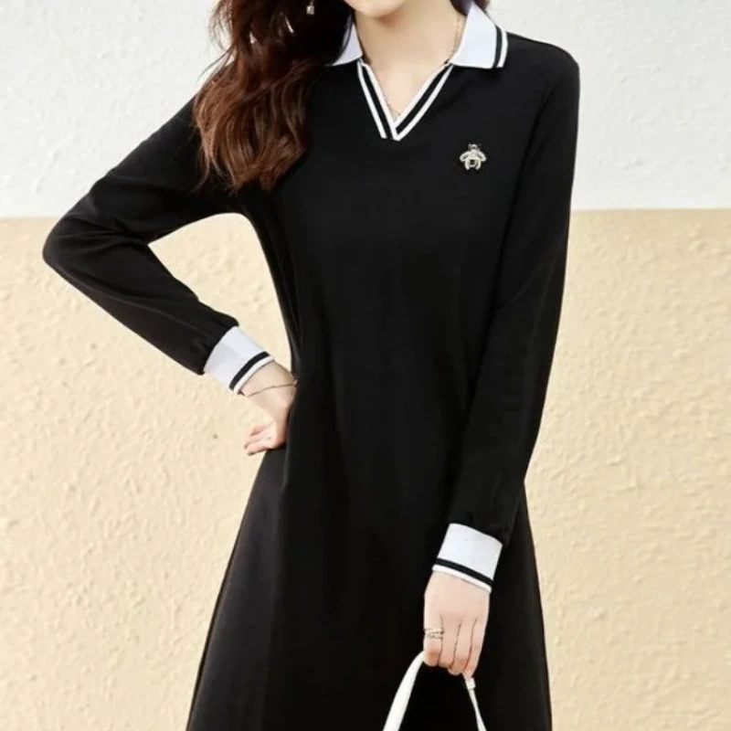 Women\'s Long Sleeve Dresses New In Female Dress Black Korean Style Cotton Kpop High Quality Luxury Xxl On Sale Clearance X G Hot