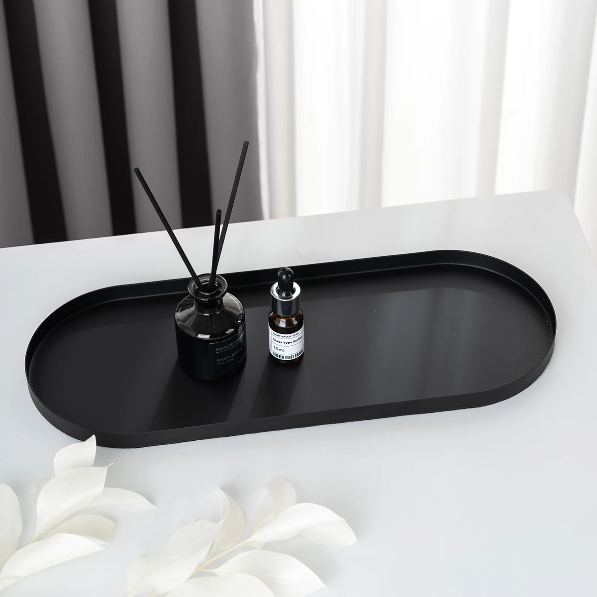 

Perfume Tray Nordic Style Light Luxury Silver Mirror Surface Candles Jewelry Storage Tray Living Room Home Decoration Ornaments