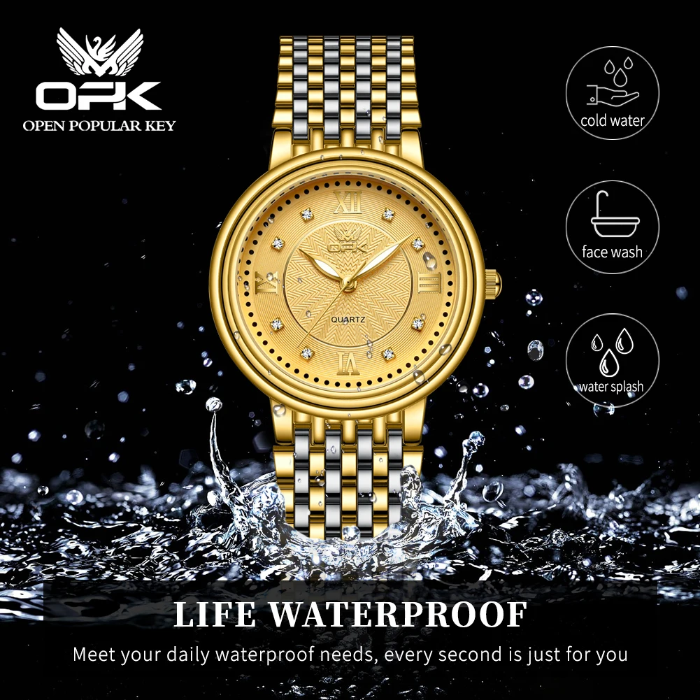 OPK Luxury Quartz Men\'s Watch Fashion and Vintage Design Diamond Dial Stainless Steel Waterproof Luminous Original Men\'s Watch