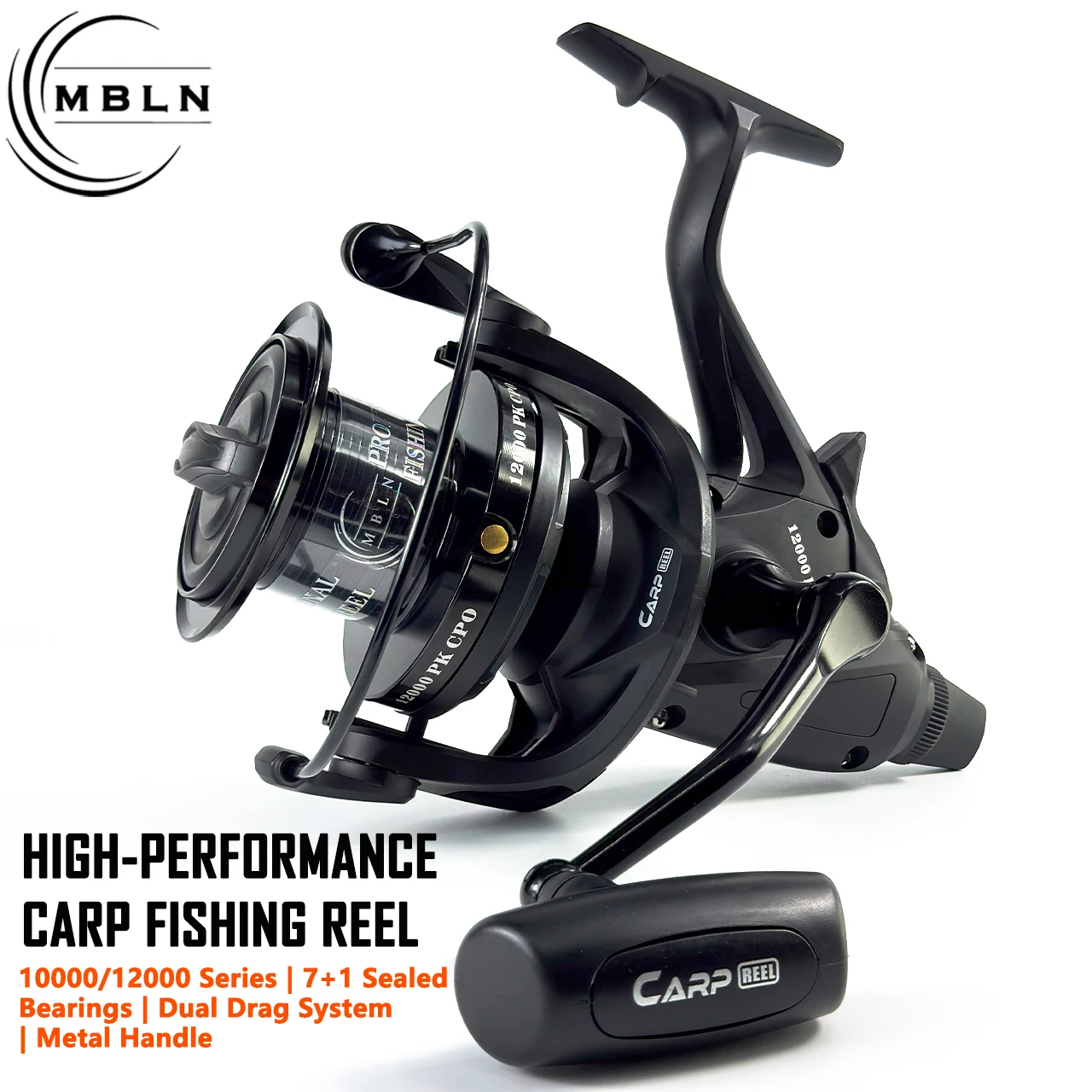 1個-デュアルブレーキ鯉釣りリール、強力なサーフキャスティングリール、46-1ギア比、デュアルシャフト設計、鯉、海釣り、トローリング釣り用