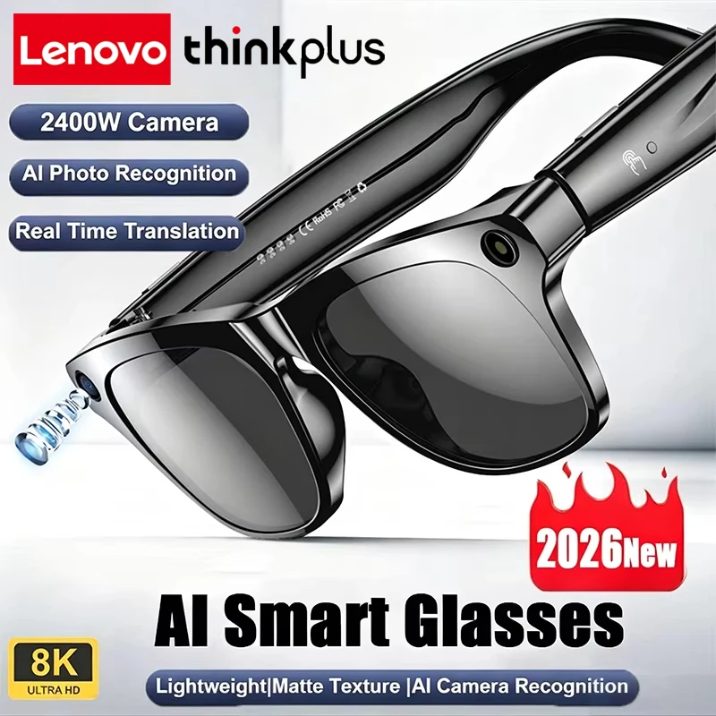 Lenovo ThinkPlus Touch Smart Voice Assistant Glasses Bluetooth Assisted Shooting Remote Control For Men And Women Smart Glasses