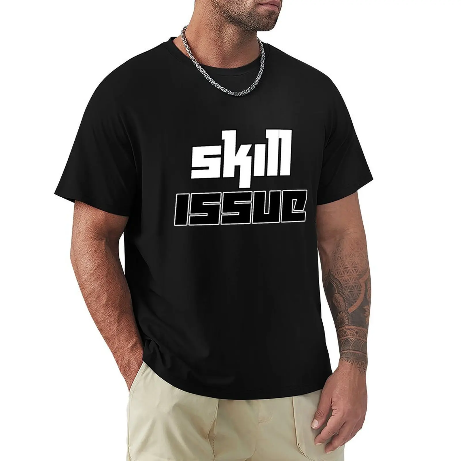 Skill Issue Typographic Meme T-Shirt t shirt man luxury T-Shirt