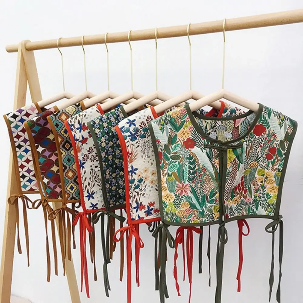 Embroidery Shoulder Wraps Fashion Vintage Detachable Coat Cover Decorating Flower Shawl for Women