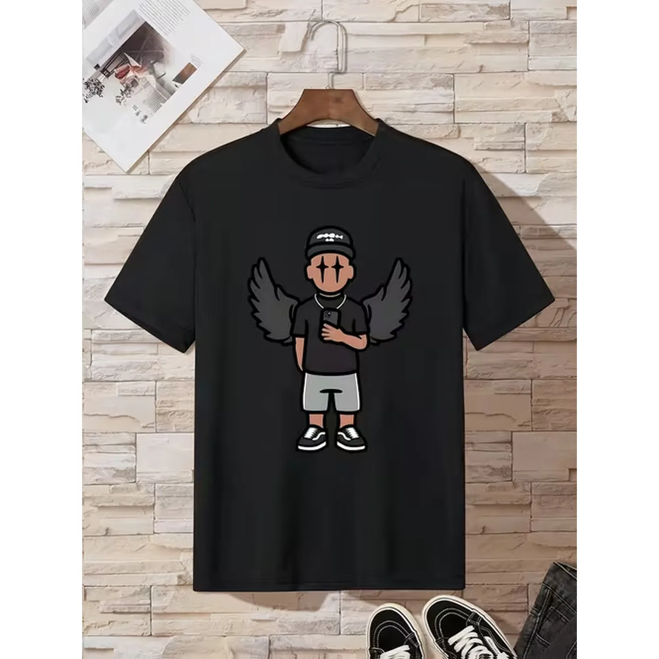 Teen Boys Casual T Shirt With Holding A Phone