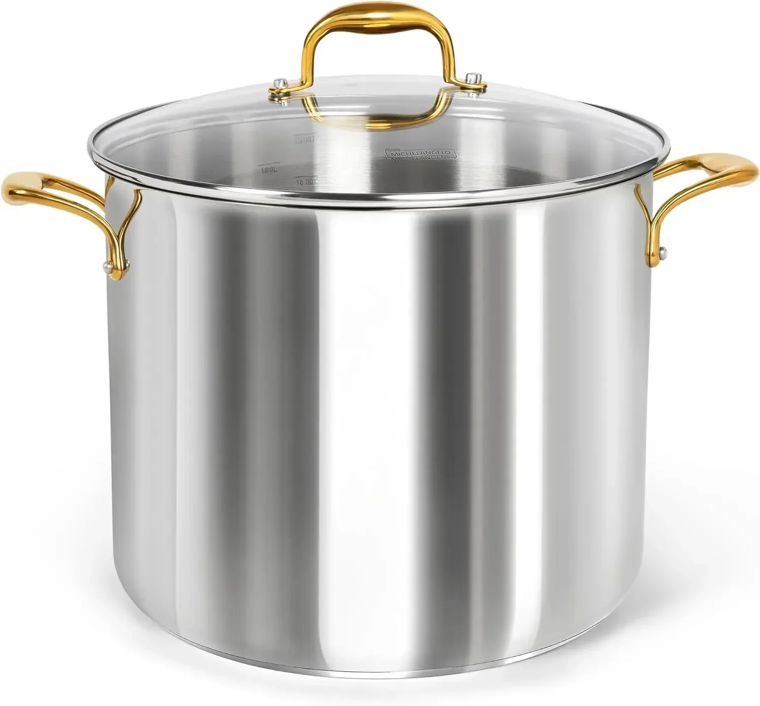 

Stainless Steel Stock Pot - 20 Quart Soup Pot with Lid & Ergonomic Handle, Extra-Large Pots for Cooking, Suitable for All Stoves