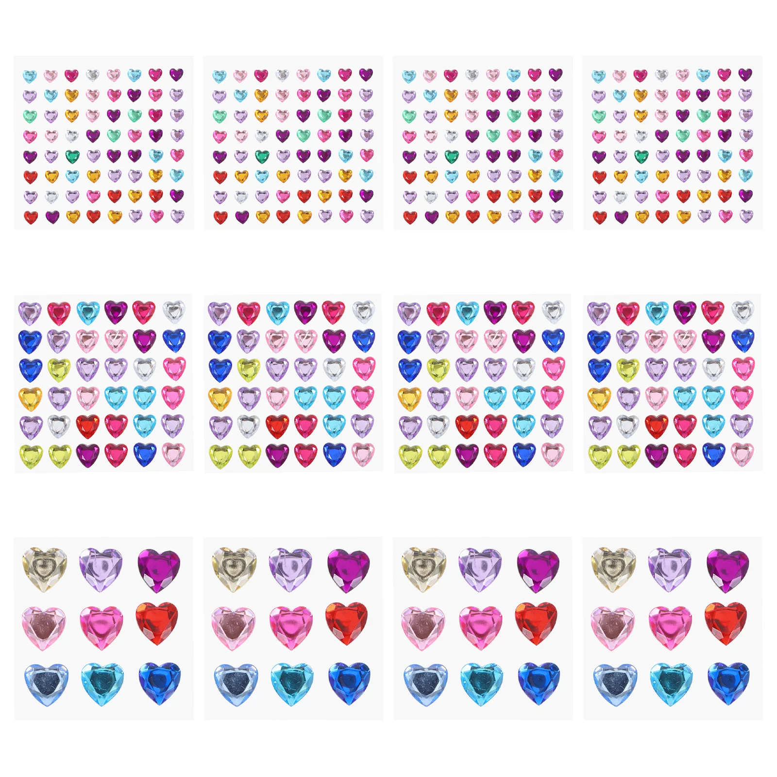 

12Pcs Heart Stickers Small Glitter Rhinestone Decals for Crafts Valentines Day Gifts Princess Theme Party Favors Kids Activities