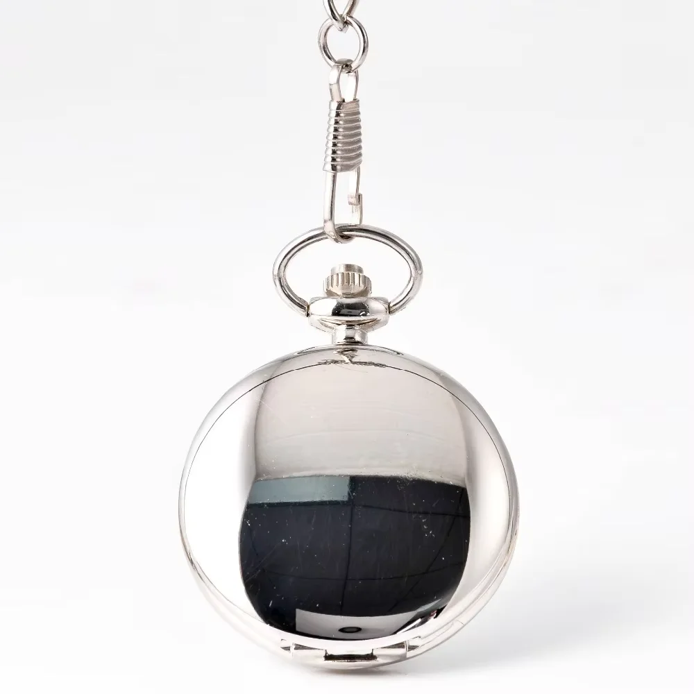 

9096 New silver smooth Shi Ying fine chain best gift men and women retro Roman white, large pocket watch