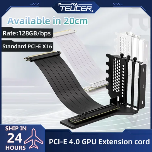 TEUCER GPU 장착 브래킷 그래픽 카드홀더 키트, PCIE4.0 X16 라이저 케이블, 90 도 직각 확장 비디오 카드 홀더 