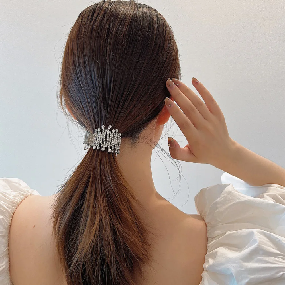 

Rhinestone Ponytail Claw 1PCS Super Shiny for Women High Ponytail Lazy Clip Summer Advanced Decor Durable Kit