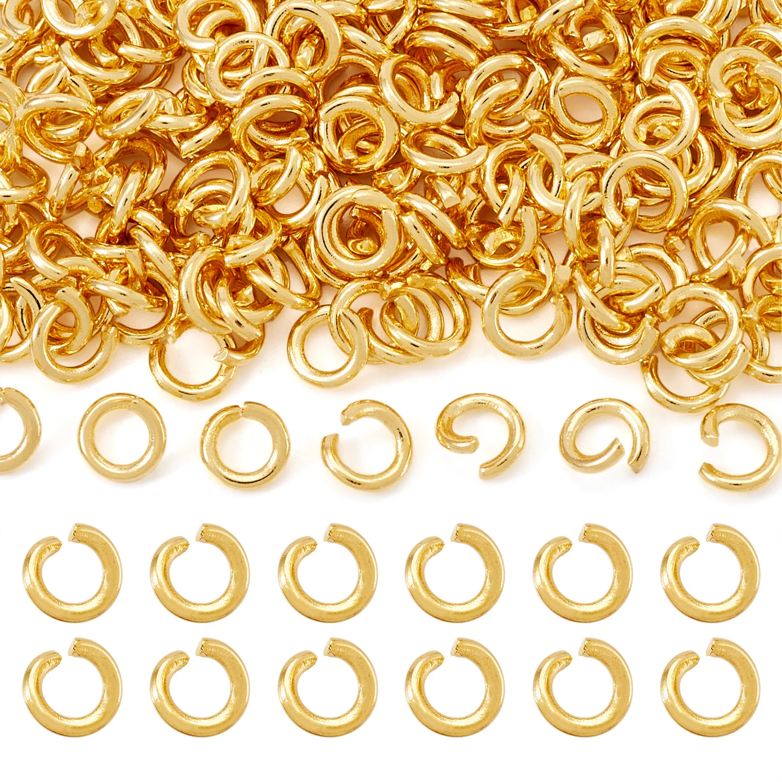 200pcs 304 Stainless Steel Open Jump Rings Real 24k Gold Plated Split Ring Connectors for Jewelry Making Finding Supplies 5x1mm