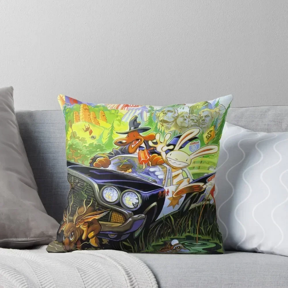 Sam & Max (High Contrast) Throw Pillow Couch Cushions Luxury Cushion Cover pillow