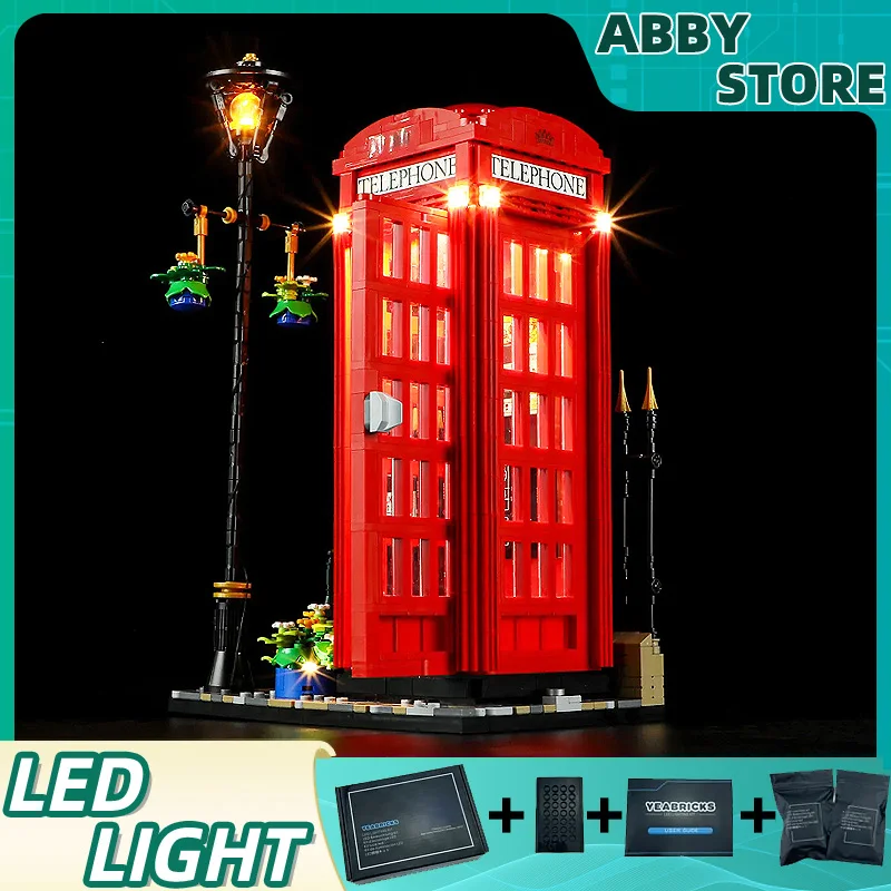 Red London Telefone Box Kit para Lego, DIY Kit de Luz LED, Apenas Luz LED sem Blocos Modelo, 21347